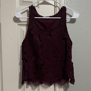 Charlotte Russe Burgundy Lace Crop Top